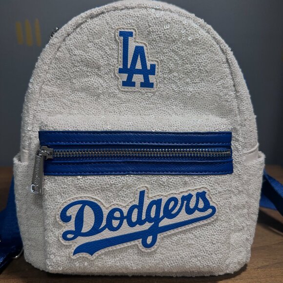 Loungefly Handbags - ✨ Loungefly Los Angeles Dodgers White Sequin Mini Backpack - Never Used ✨